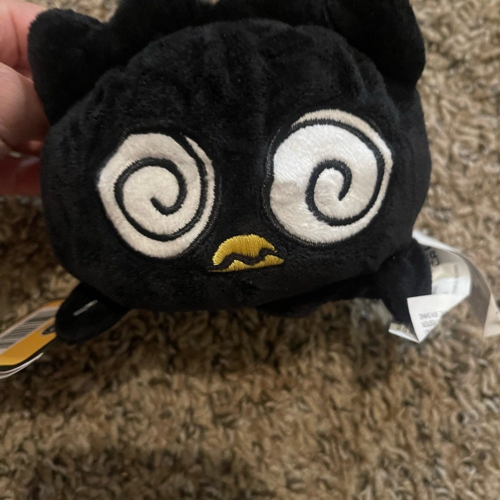 Cute Black Plush Toy with Spiral Eyes